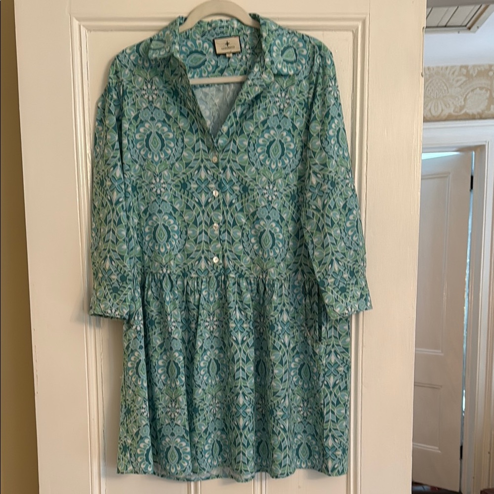 Green Patterned Dress Tuckernuck silk dress
